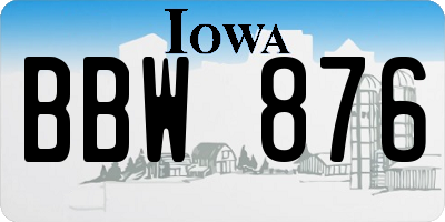 IA license plate BBW876