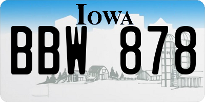 IA license plate BBW878