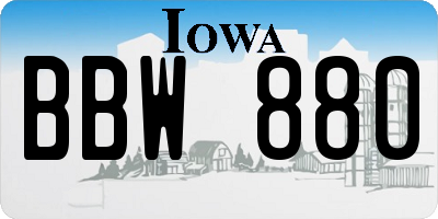 IA license plate BBW880