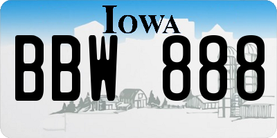 IA license plate BBW888