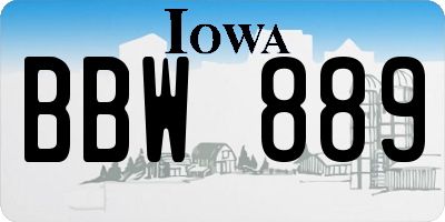 IA license plate BBW889