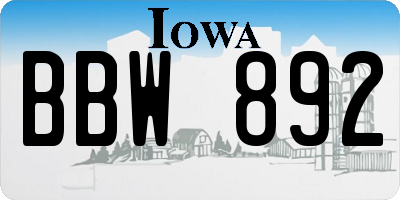 IA license plate BBW892