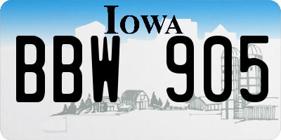 IA license plate BBW905