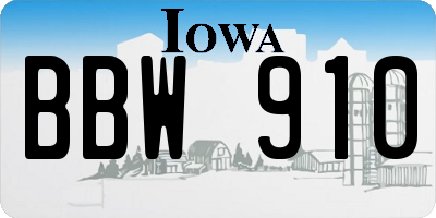 IA license plate BBW910