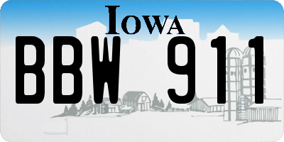 IA license plate BBW911