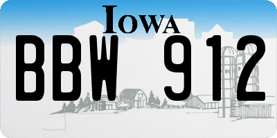 IA license plate BBW912