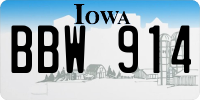 IA license plate BBW914