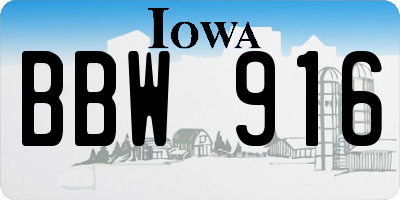IA license plate BBW916