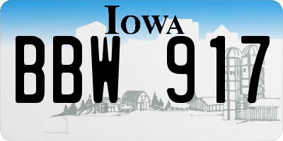 IA license plate BBW917