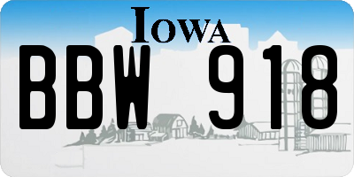 IA license plate BBW918