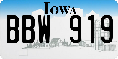 IA license plate BBW919