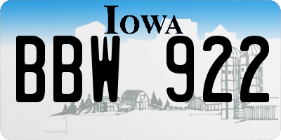 IA license plate BBW922