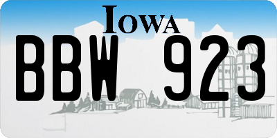 IA license plate BBW923