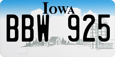 IA license plate BBW925