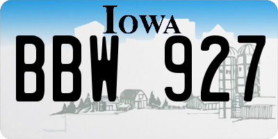 IA license plate BBW927