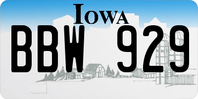IA license plate BBW929