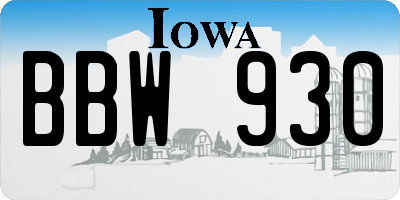 IA license plate BBW930
