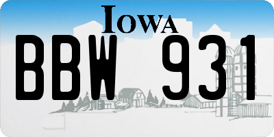 IA license plate BBW931