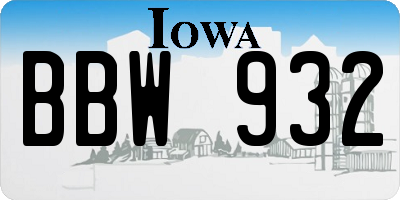 IA license plate BBW932