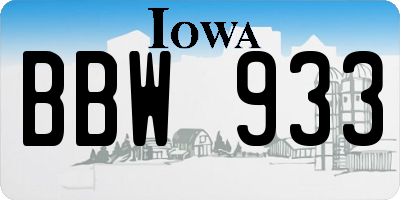 IA license plate BBW933