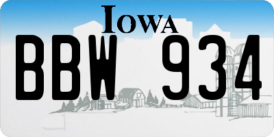 IA license plate BBW934