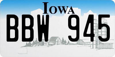 IA license plate BBW945