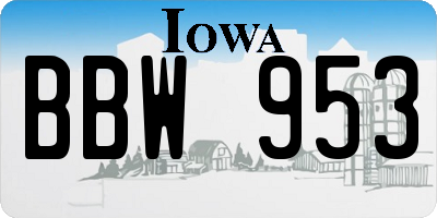 IA license plate BBW953