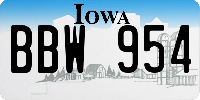 IA license plate BBW954
