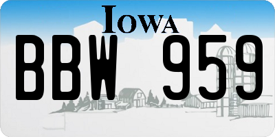 IA license plate BBW959