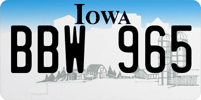 IA license plate BBW965
