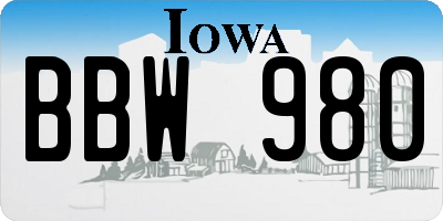 IA license plate BBW980