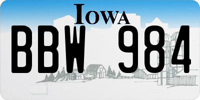 IA license plate BBW984