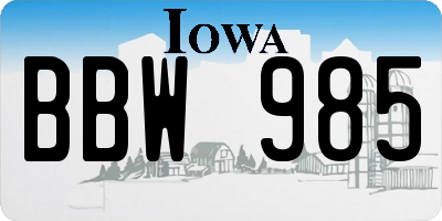 IA license plate BBW985
