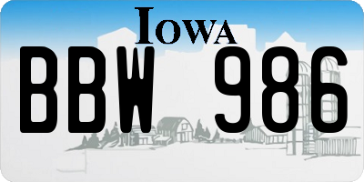 IA license plate BBW986