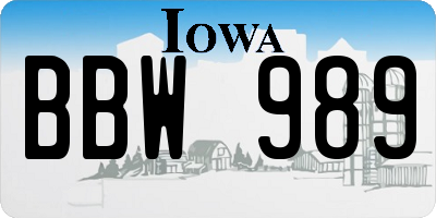 IA license plate BBW989