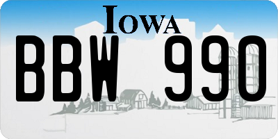 IA license plate BBW990