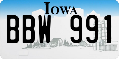 IA license plate BBW991