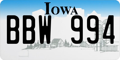 IA license plate BBW994