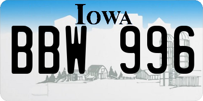 IA license plate BBW996