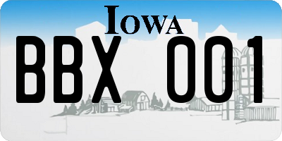 IA license plate BBX001