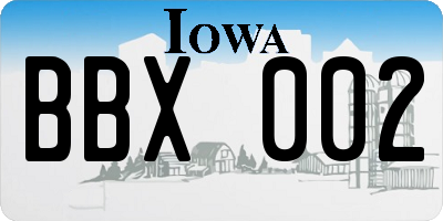 IA license plate BBX002