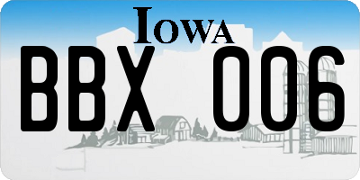 IA license plate BBX006