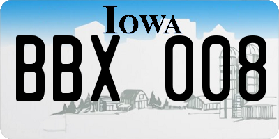 IA license plate BBX008