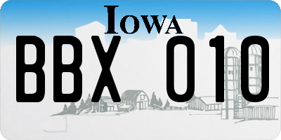 IA license plate BBX010