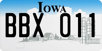 IA license plate BBX011