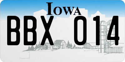 IA license plate BBX014