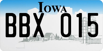 IA license plate BBX015