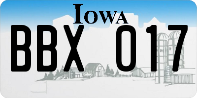 IA license plate BBX017
