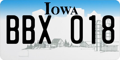 IA license plate BBX018