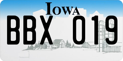 IA license plate BBX019